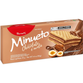 7 Unidades Biscoito Wafer Parati Minueto sabor Chocolate e Avelã 115g