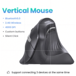 Mouse Vertical UGREEN Ergonômico 4000DPI Sem Fio Silent Click KAP320