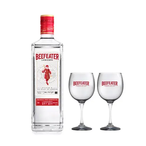 Saindo por R$ 99,9: Gin Beefeater London Dry 750ml + 2 Taças de Vidro 550ml | Pelando