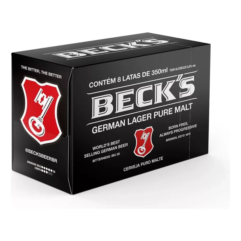 Pack Cerveja Becks Puro Malte 350ml - 8 Unidades