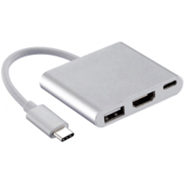 Adaptador USB-C para HDMI, USB C e USB A, MD9, Alumínio - 7750