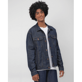 Jaqueta jeans masculina com pespontos cargo denim escuro | Original by