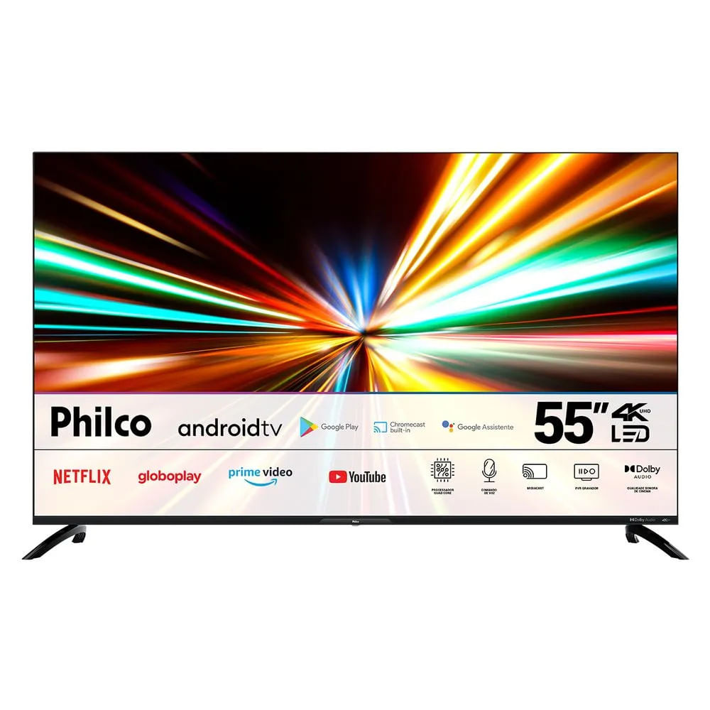 Saindo por R$ 1804: (PAYPAL) Smart TV Philco Android 55 4K LED Dolby Audio PTV55G7EAGCPBL | Pelando
