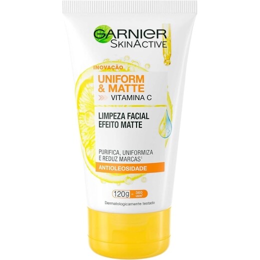 Creme de Limpeza Facial Garnier Uniform & Matte Vitamina C Antioleosidade - 120g