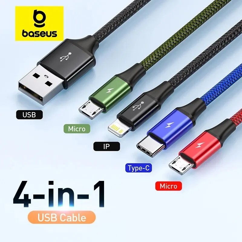 Cabo USB 3 em 1 Tipo-C USB A e Micro USB