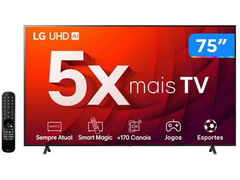 Smart TV 75" 4K LG UHD ThinQ AI HDR Bluetooth Alexa Google Assistente Airplay2 3 HDMI - 75UR8750PSA