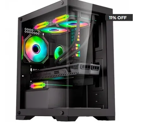 Saindo por R$ 159,98: Gabinete Gamer K-Mex Poseidon Preto Vidro Temperado Sem Fan Mid Tower mATX - CG-12H5 | Pelando