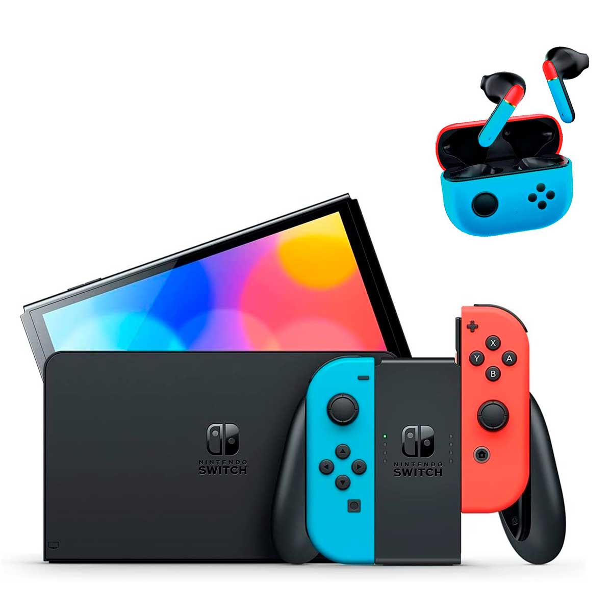 Saindo por R$ 1899,9: Nintendo Switch com Neon Blue e Neon Red Joy‑Con + Mario Kart 8 Deluxe + Fone de Ouvido Bluetooth Gamer in-Ear TWS10 Oex Vermelho e Azul | Pelando