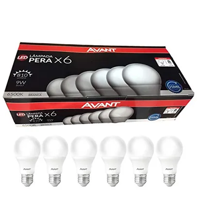 Saindo por R$ 4,49: Kit Lâmpadas Pera LED, 6 unidades, 9W, Luz branca 6500K, soquete E27, Bivolt, Avant | Pelando