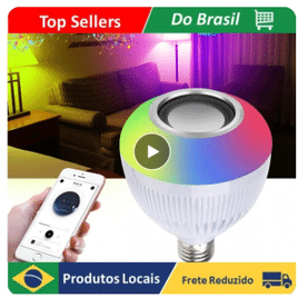 Lampada Bluetooth DAFUSHOP Led Caixa De Som Com Controle Remoto 12W RGB