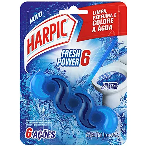 [+Por- R$12.3 ] Harpic Bloco Sanitário Fresh Power 6 Frescor Do Caribe Azul