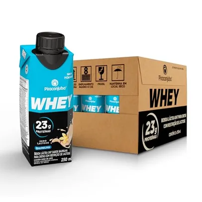 [REC] Pack de Whey Zero Lactose Baunilha 23g Piracanjuba 250ml - 12 Unidades (5,38 un)