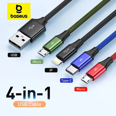 [TAXAS INCLUSAS] Cabo de Dados Baseus USB 3 em 1 - Tipo C + Iphone + Micro Usb