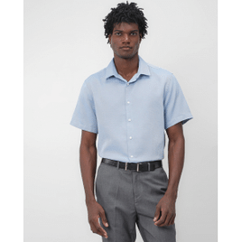 Camisa masculina regular trabalhada manga curta azul | Original by