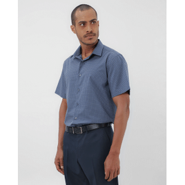 Camisa masculina regular manga curta geométrica azul | Original by