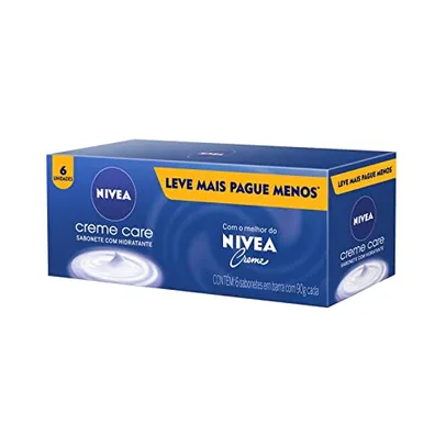 NIVEA Sabonete em Barra Creme Care Promo 6 un. 90g - Limpa e deixa a pele macia mesmo após o banho, com glicerina, fragrância NIVEA C