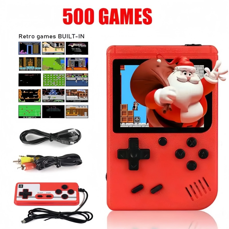Mini Console de Videogame Retrô Portátil 8bits - 500 Jogos Tela 3.0"