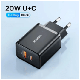 Carregador de Carga Rápida Baseus 20W Dual USB Tipo-C Plugue EU