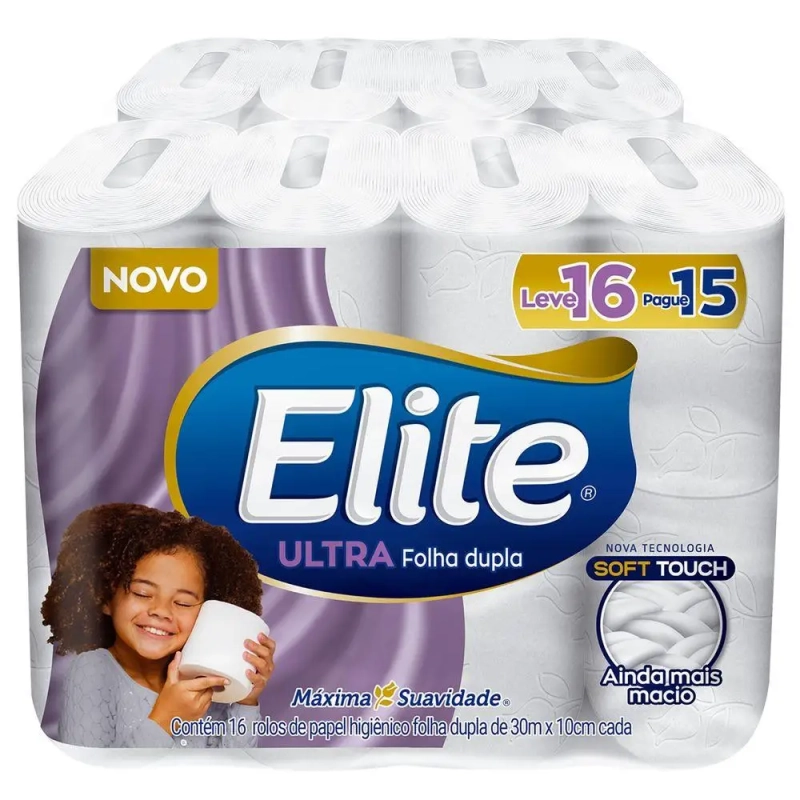 Papel Higiênico Elite Folha Dupla Ultra - 16 Rolos