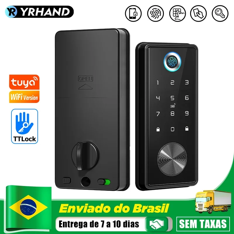 Smart Electronic Door Lock Impressão Digital Keyless Tuya App WI-FI