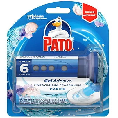 (REC R$9,53) Pato Desodorizador Sanitário Gel Adesivo Aplicador + Refil Marine 1 Disco