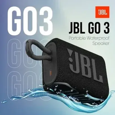 Caixa de Som Portátil JBL Go 3 com Bluetooth e À Prova de Poeira e Água – Preto