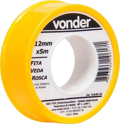 [+Por- R$ 1] Fita Veda Rosca 12 x 5 M, Vonder VDO2174
