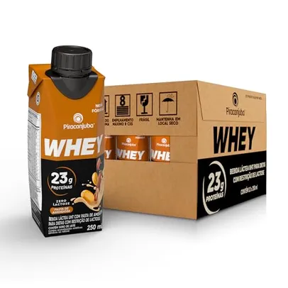[Rec] Pack de Whey Zero Lactose Amendoim 23g Piracanjuba 250ml - 12 Unidades