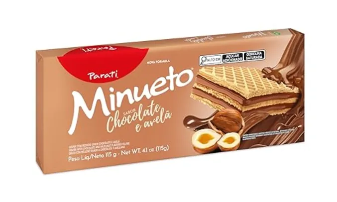 Saindo por R$ 1,87: (REC) Biscoito Wafer Parati® Minueto® sabor Chocolate e Avelã 115g | Pelando