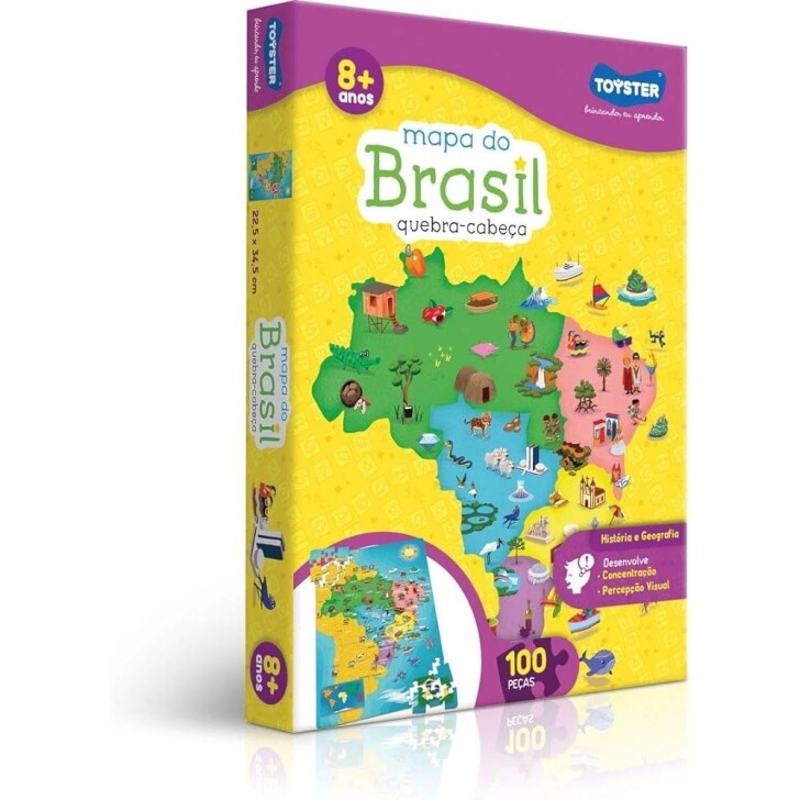 Quebra-Cabeça Mapa do Brasil 100 peças - Toyster Brinquedos