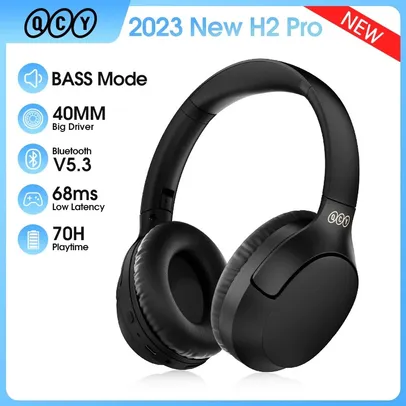 [Taxa Inclusa] Fone sem fio QCY H2 Pro, Bluetooth 5.3 Modo Bass