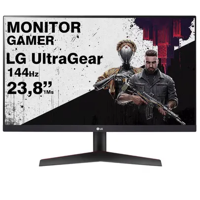 Monitor Gamer 144Hz 1ms LG Ultragear Fhd 23,8 HDR Freesync HDMI DP IPS HDR Freesync Premium Preto -