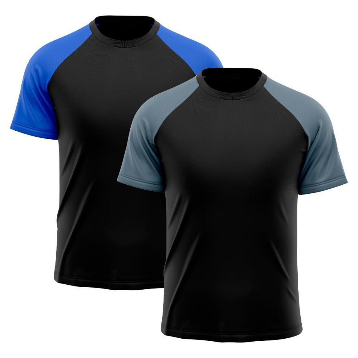 Kit 2 Camiseta Masculina Raglan Dry Proteção Solar UV Lisa Academia Ciclismo Esporte Camisetas