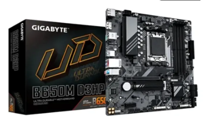 Placa Mãe Gigabyte Para AMD AM5 B650M D3HP Ultra Durable D3HP 4x DDR5 mATX