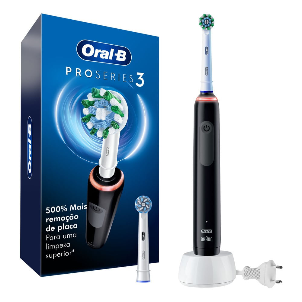 Oral-B PRO Series 3: Escova de dentes elétrica com cabo recarregável, sensor de pressão e timer.?