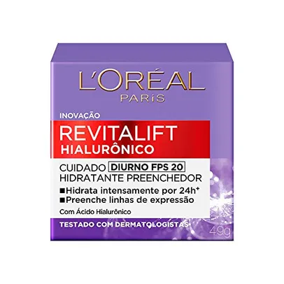 Saindo por R$ 32,64: (REC) L'Oréal Paris Creme Facial Anti-Idade com Ácido Hialurônico Revitalift Diurno FPS 20, 49g | Pelando
