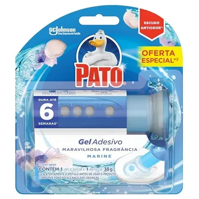 (REC) (Mais por Menos R$7,94) Pato Desodorizador Sanitário Gel Adesivo Aparelho + Refil Marine 6 Discos promocional