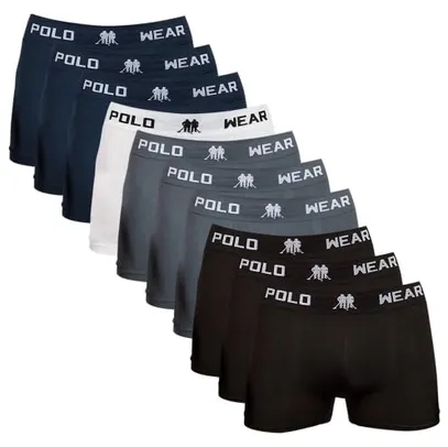 [Tam P] Kit C/ 10 Cuecas Boxer Polo Wear Microfibra