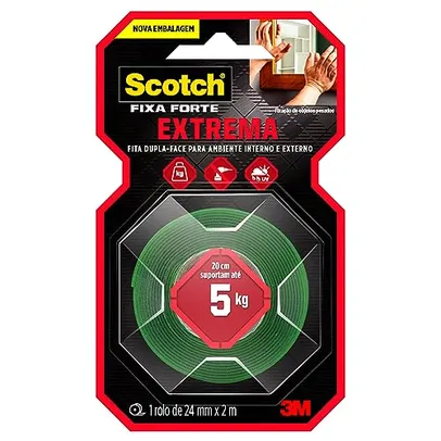 Scotch, 3M, Fixa Forte, Fita Dupla Face, Fixação Extrema, 24mm x 2m