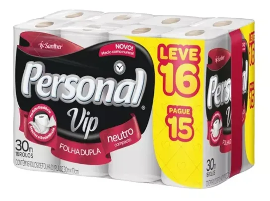 Papel Higiênico Vip Folha Dupla Neutro 16 Rolos Personal