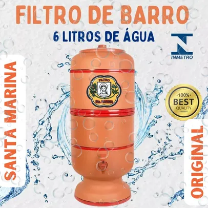 Filtro de Barro 3L - Total 6 Litros - Completo - Santa Marina - Qualidade Exportação