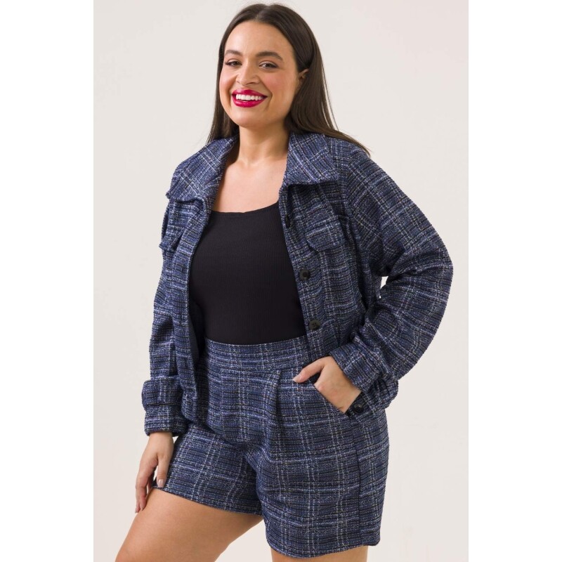 Jaqueta Feminina Plus Size Bomber Amanda Azul Cess