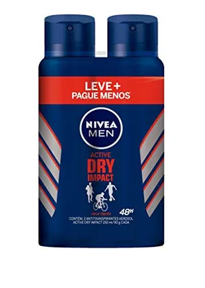 (REC) Kit Desodorante Aerossol NIVEA MEN Dry Impact 150ML - 2 Unidades, Nivea, pacote de 2