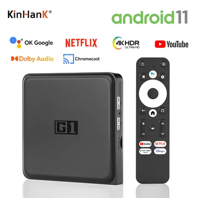 Tv Box Kinhank G1 Android Certificado Google Dolby Vision, HDR10 +, 4G, 32G, WiFi6 Streaming Media Device