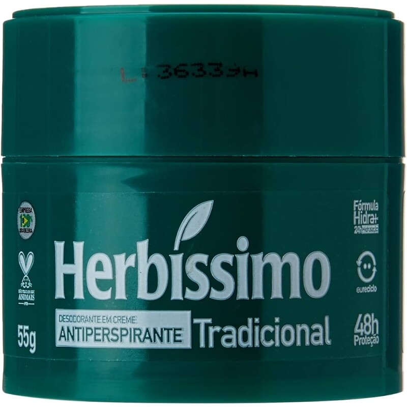 5 Unidades Desodorante Creme Herbíssimo Tradicional - 55g