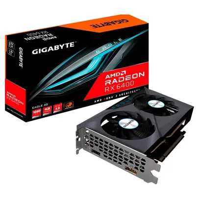 Placa de Vídeo Gigabyte RX 6400 EAGLE AMD, 4GB GDDR6 - GV-R64EAGLE-4GD