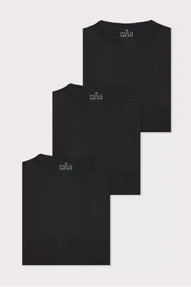 [Leve 2] Kit 3 Camisetas Masculinas Básicas Algodão Polo Wear Preto
