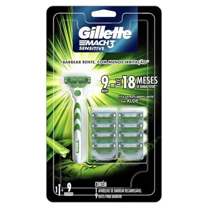 Gillette Aparelho De Barbear Mach3 Sensitive + 9 Cargas