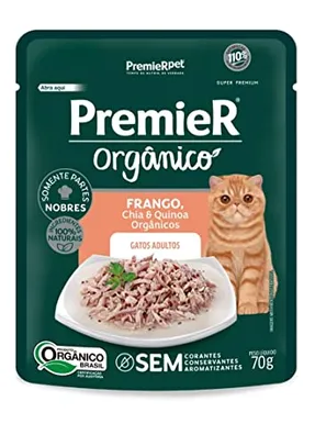 [ PRIME | + POR - R$ 3,37 ] Ração Úmida PremieR Orgânico Gatos Adultos Frango, Chia e Quinoa 70g