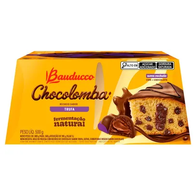 [regional] Bolo de Páscoa Gotas de Chocolate Recheio Trufa Cobertura Chocolate Bauducco Chocolomba 500g